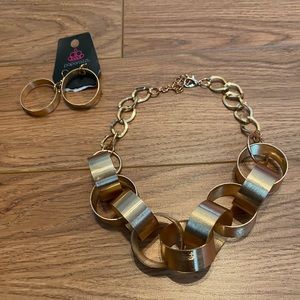 Paparazzi Gold Earring and Necklace Set